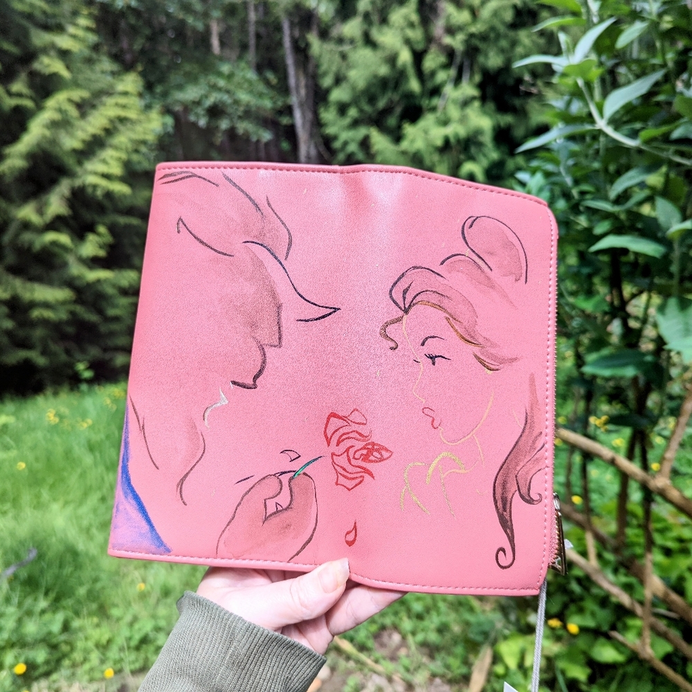 Hand painted dark pink wallet
